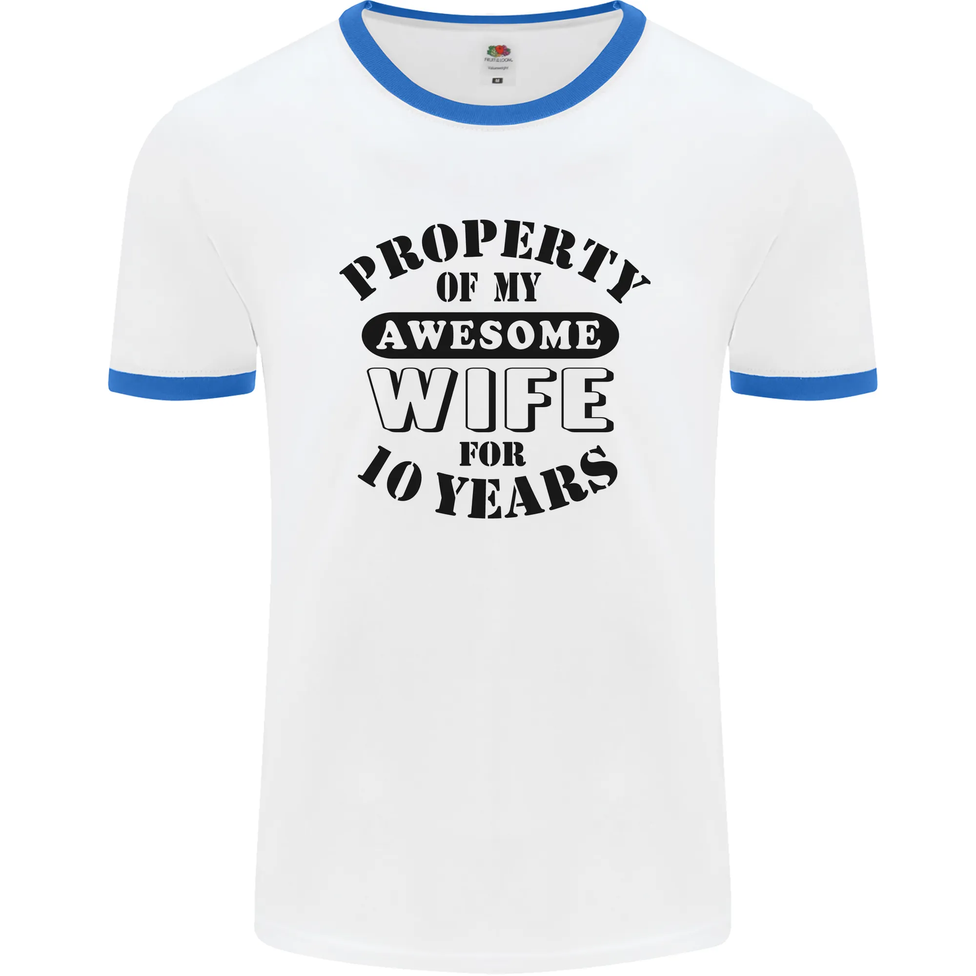 10th Wedding Anniversary 10 Year Funny Wife Mens Ringer T-Shirt