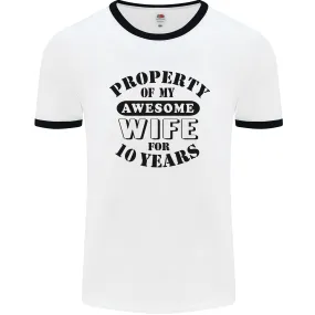 10th Wedding Anniversary 10 Year Funny Wife Mens Ringer T-Shirt