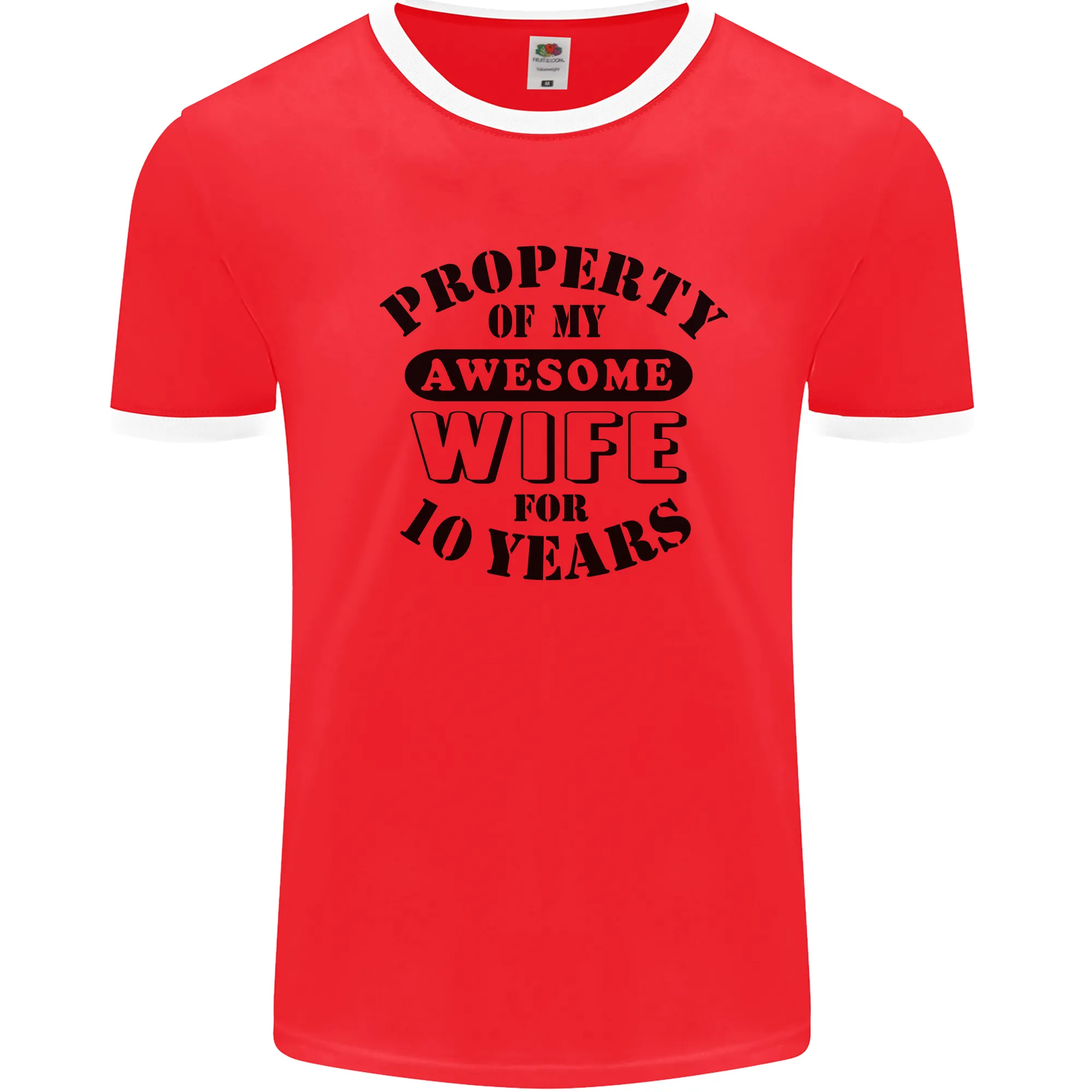 10th Wedding Anniversary 10 Year Funny Wife Mens Ringer T-Shirt