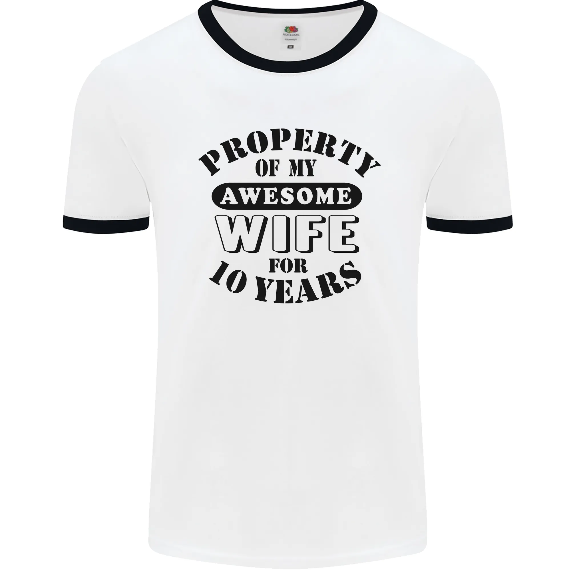 10th Wedding Anniversary 10 Year Funny Wife Mens Ringer T-Shirt