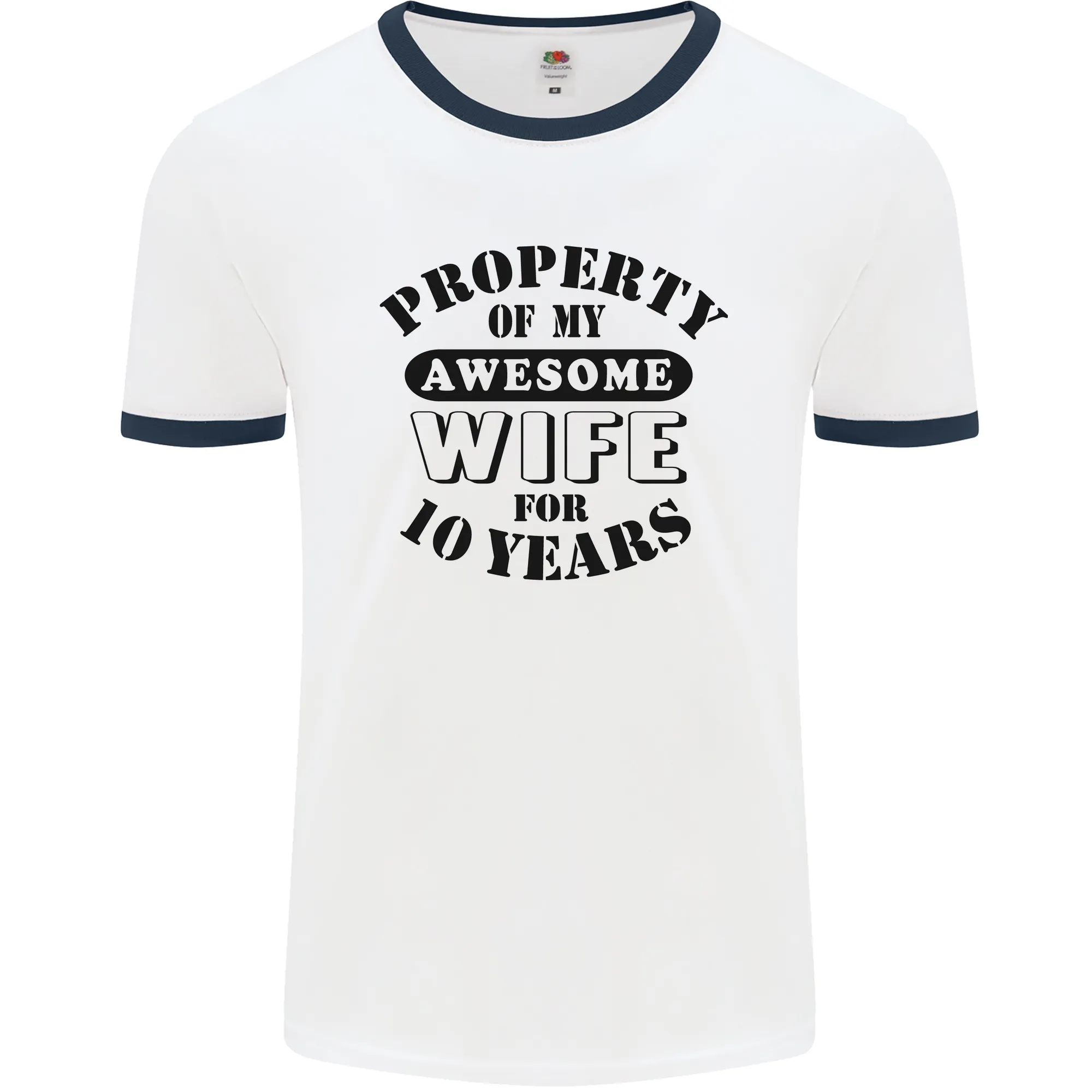 10th Wedding Anniversary 10 Year Funny Wife Mens Ringer T-Shirt