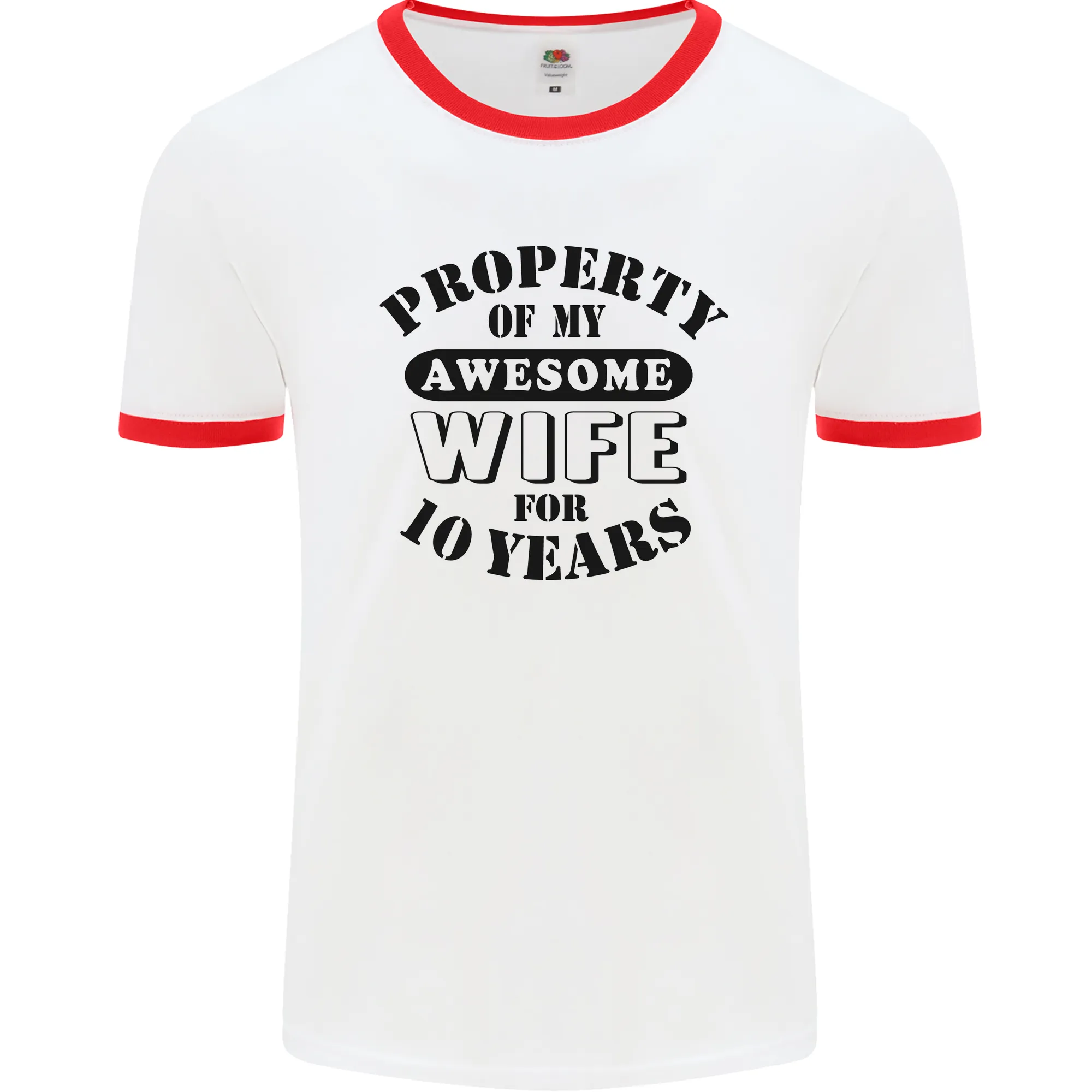 10th Wedding Anniversary 10 Year Funny Wife Mens Ringer T-Shirt