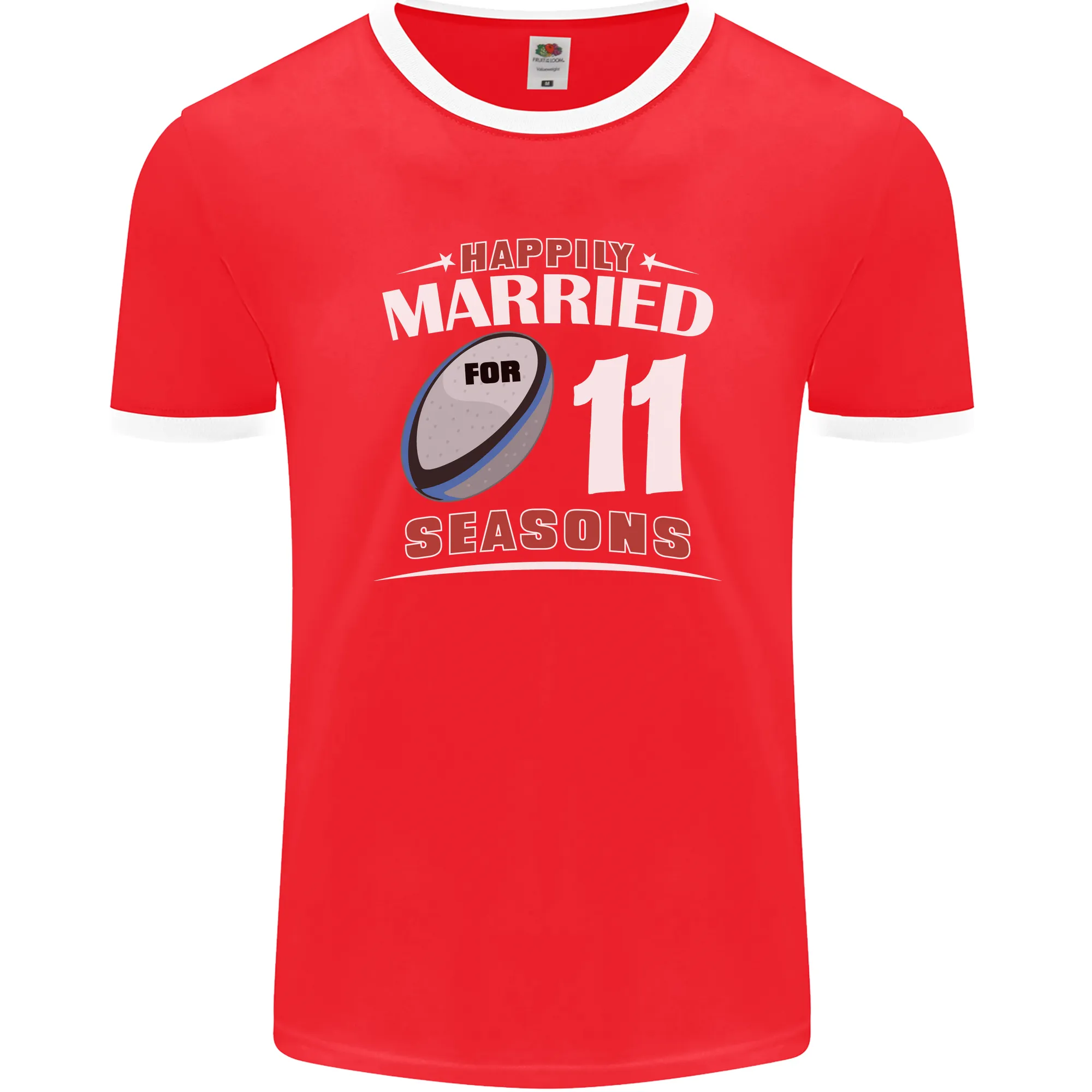 11 Year Wedding Anniversary 11th Rugby Mens Ringer T-Shirt FotL