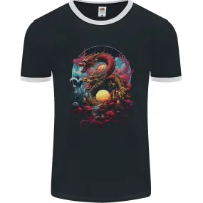 2 Sunset Fantasy Dragons Mens Ringer T-Shirt FotL