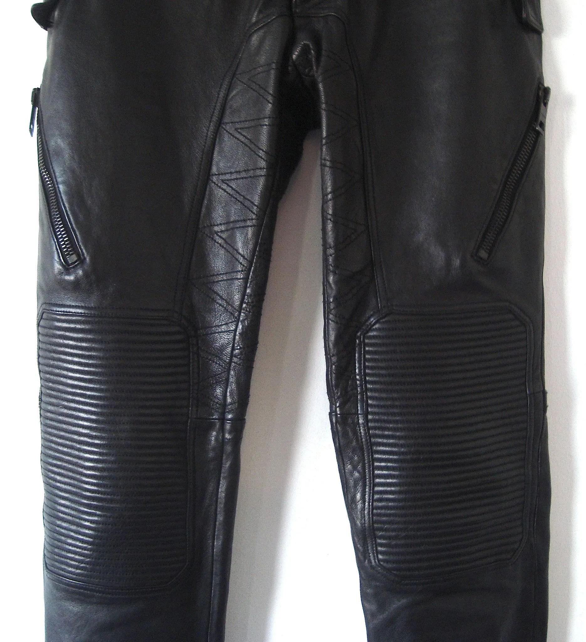 2011 Washed Leather Biker Trousers