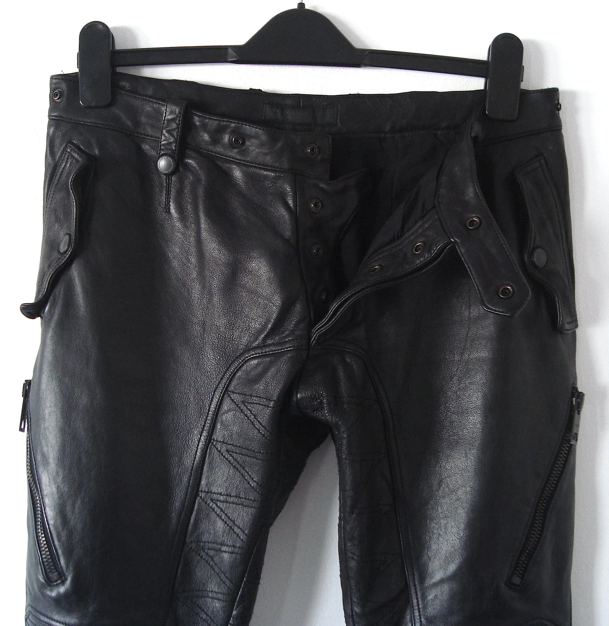 2011 Washed Leather Biker Trousers