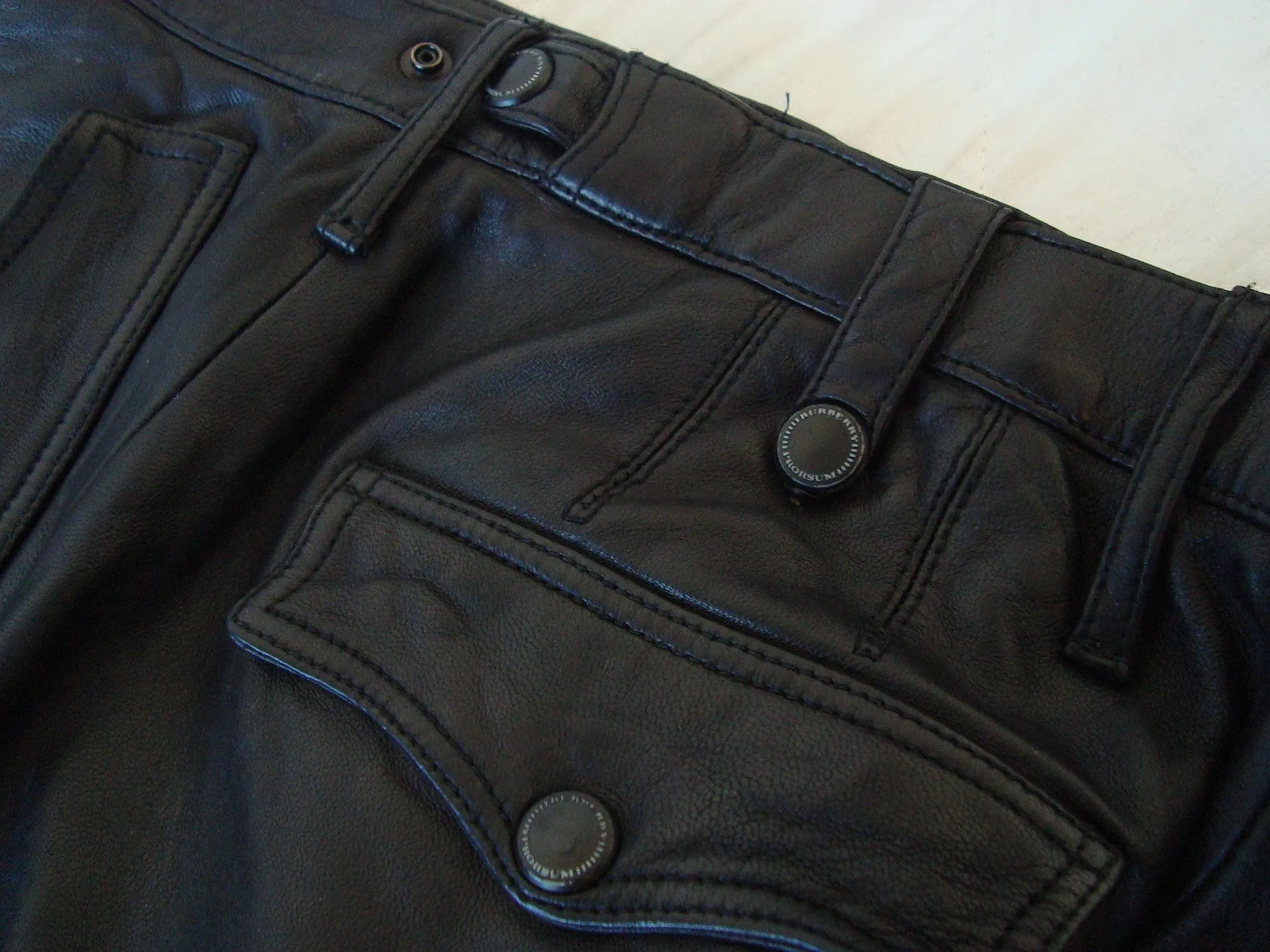 2011 Washed Leather Biker Trousers