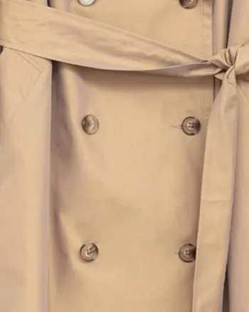 90's Classic Taffeta Trench Coat | Light Khaki Taffeta