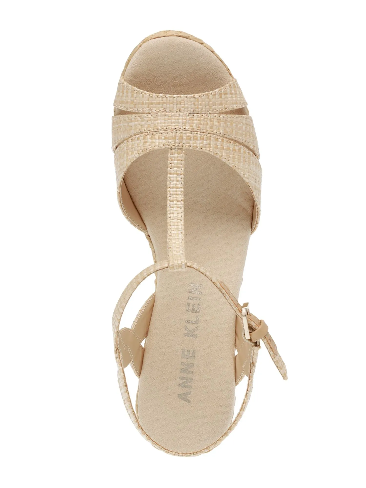 ANNE KLEIN Womens Beige 1" Platform Padded Ankle Strap T-Strap Waves Open Toe Wedge Buckle Espadrille Shoes M