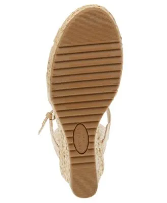 ANNE KLEIN Womens Beige 1" Platform Padded Ankle Strap T-Strap Waves Open Toe Wedge Buckle Espadrille Shoes M