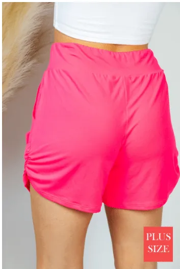 Cassidy Draped Harem Shorts in Neon Pink