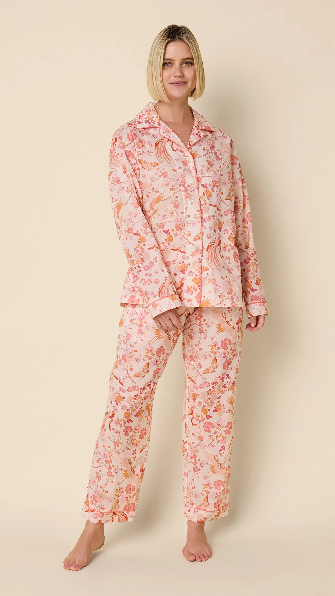 Coral Bird Voile Pajama