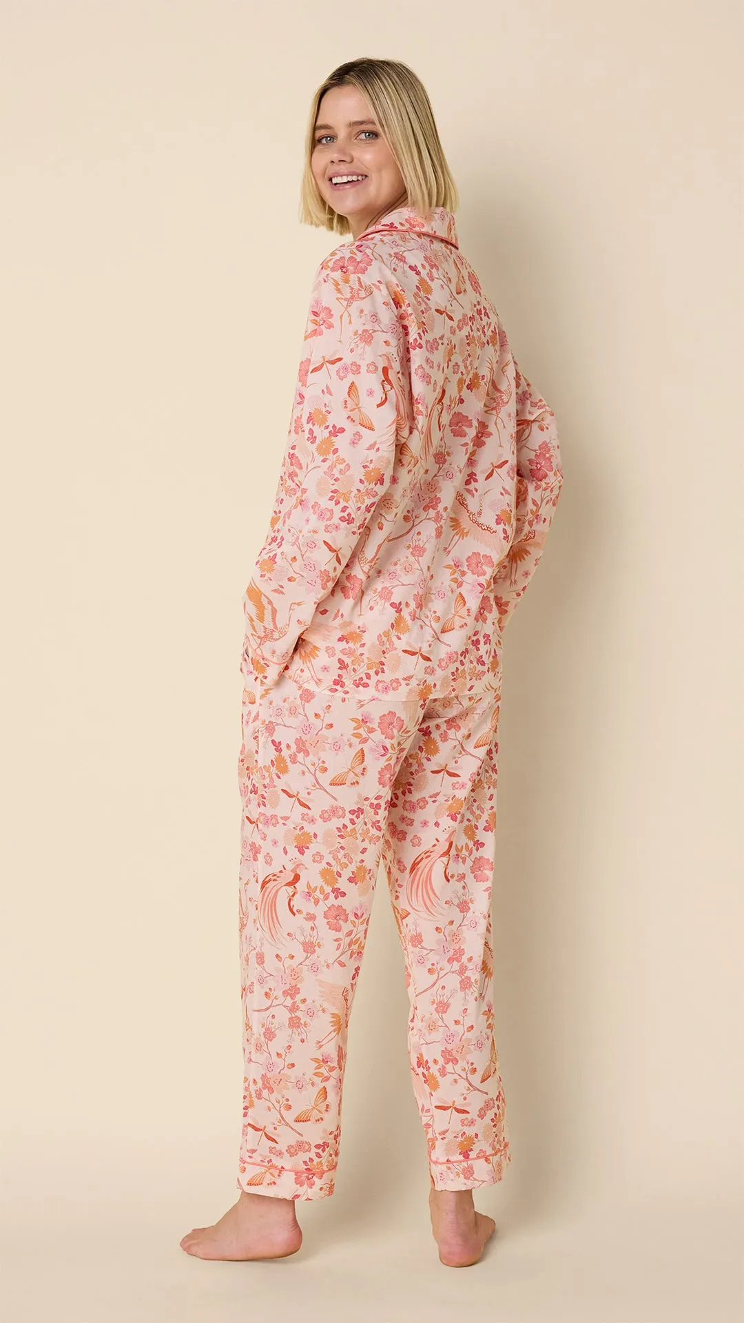 Coral Bird Voile Pajama