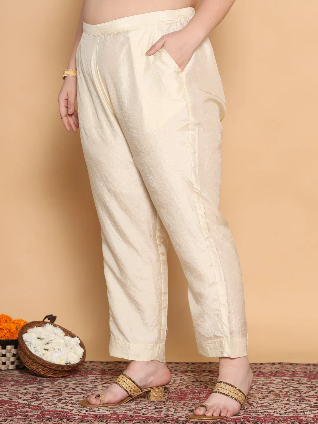 Cream Silk Pants