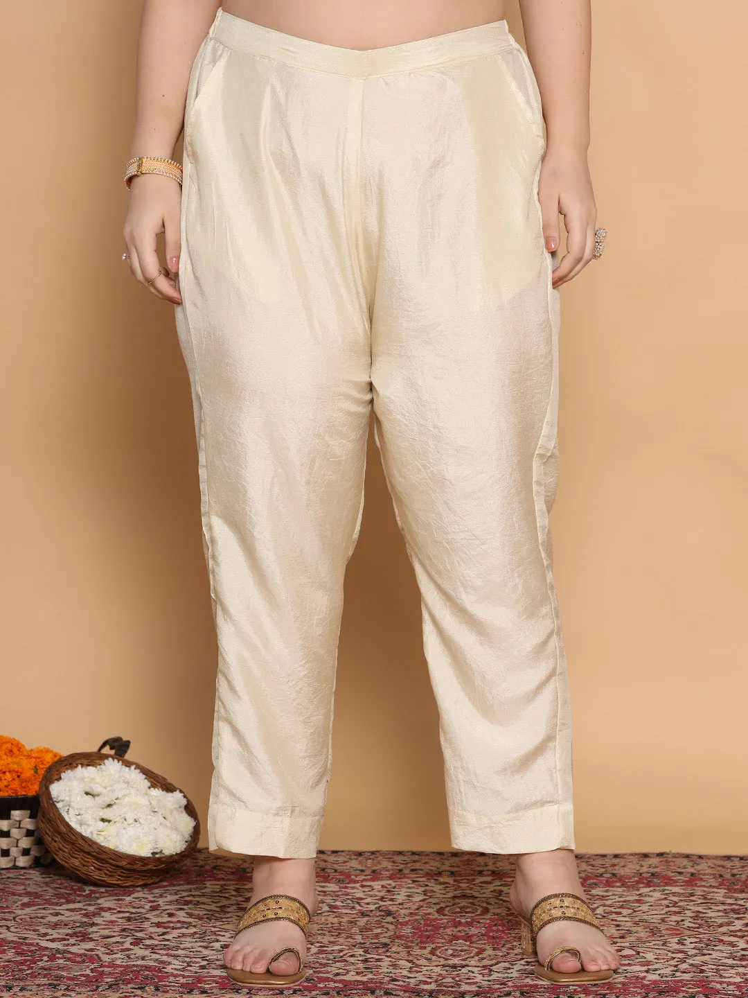 Cream Silk Pants