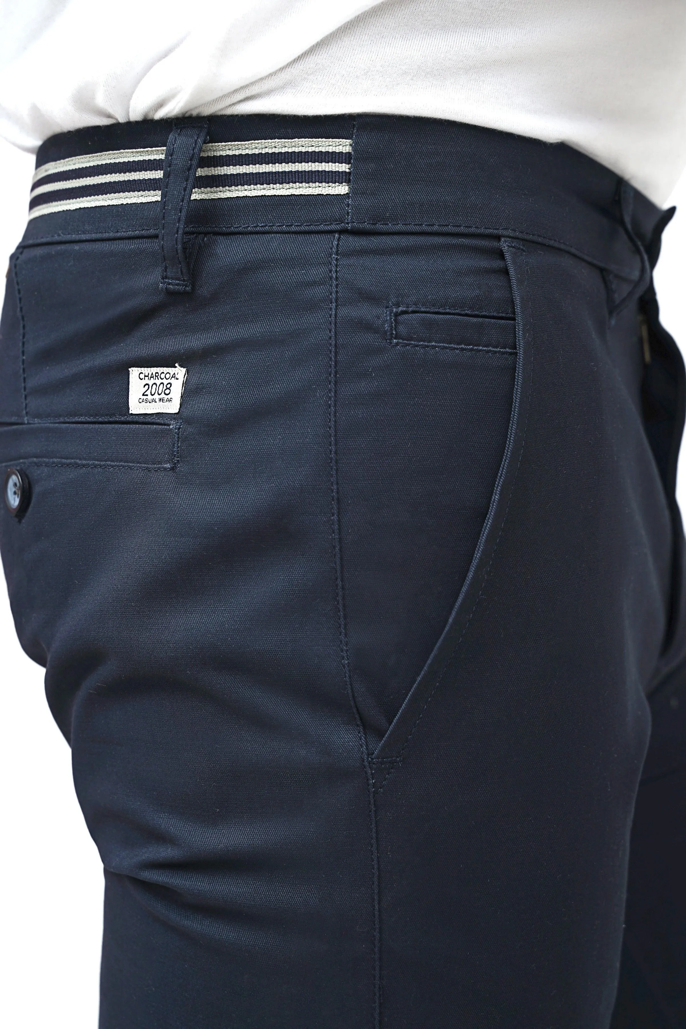 CROSS POCKET CHINO NAVY SHORTS