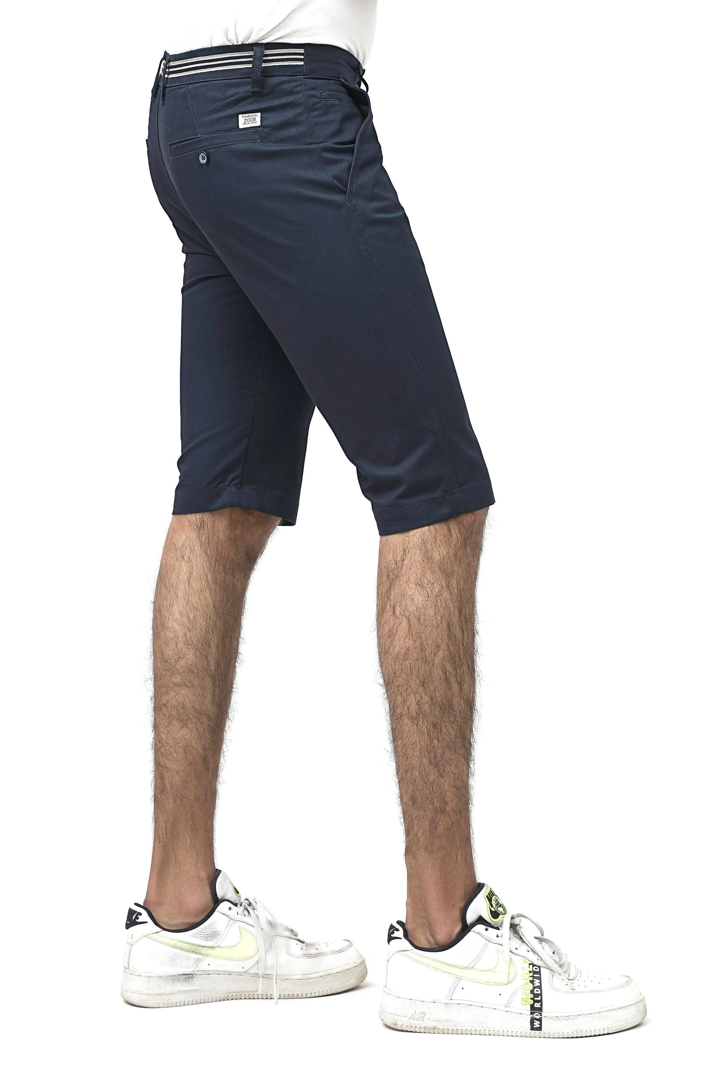 CROSS POCKET CHINO NAVY SHORTS