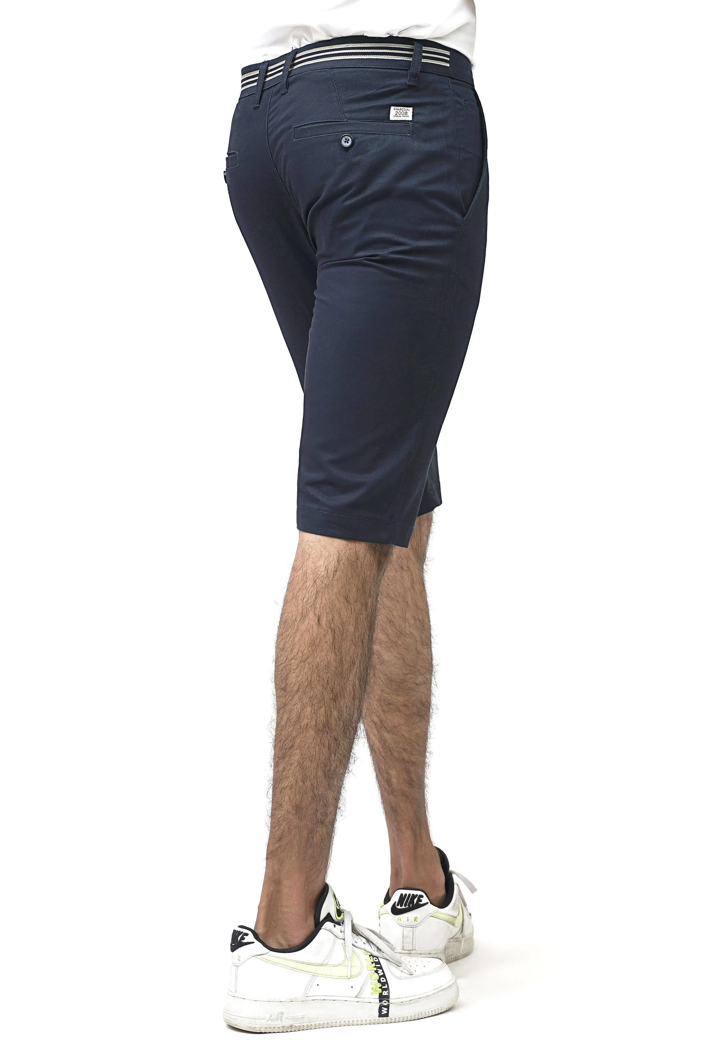 CROSS POCKET CHINO NAVY SHORTS