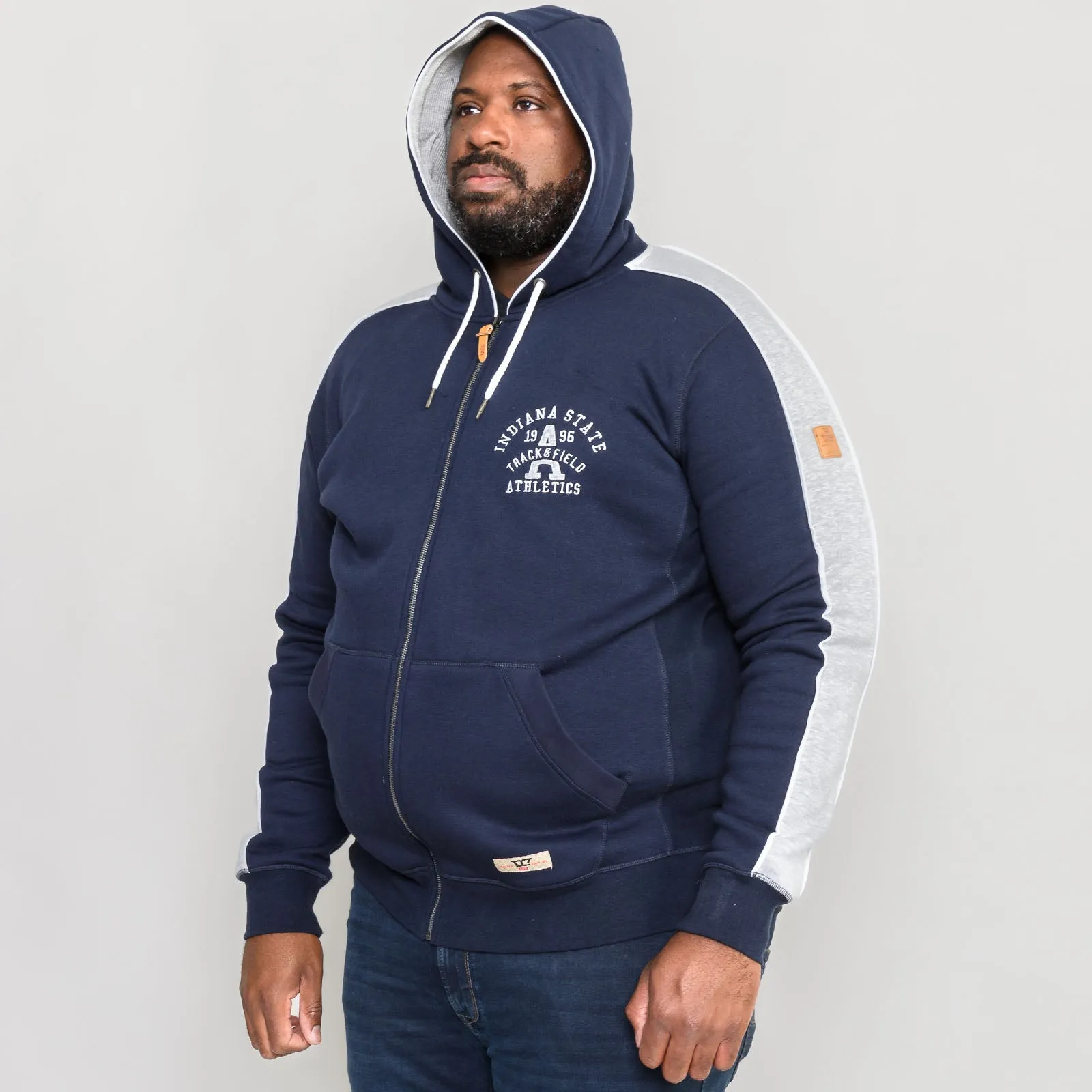 D555 Mens Eaton Big & Tall Full Zip Hooded Jacket - Navy