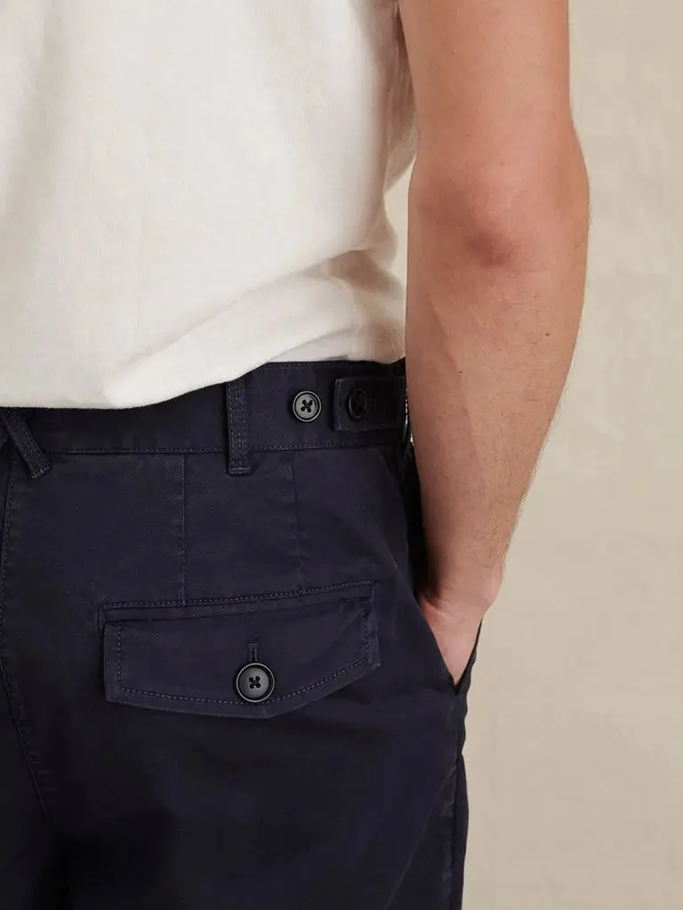 Flat Front Chino Shorts- Dark navy