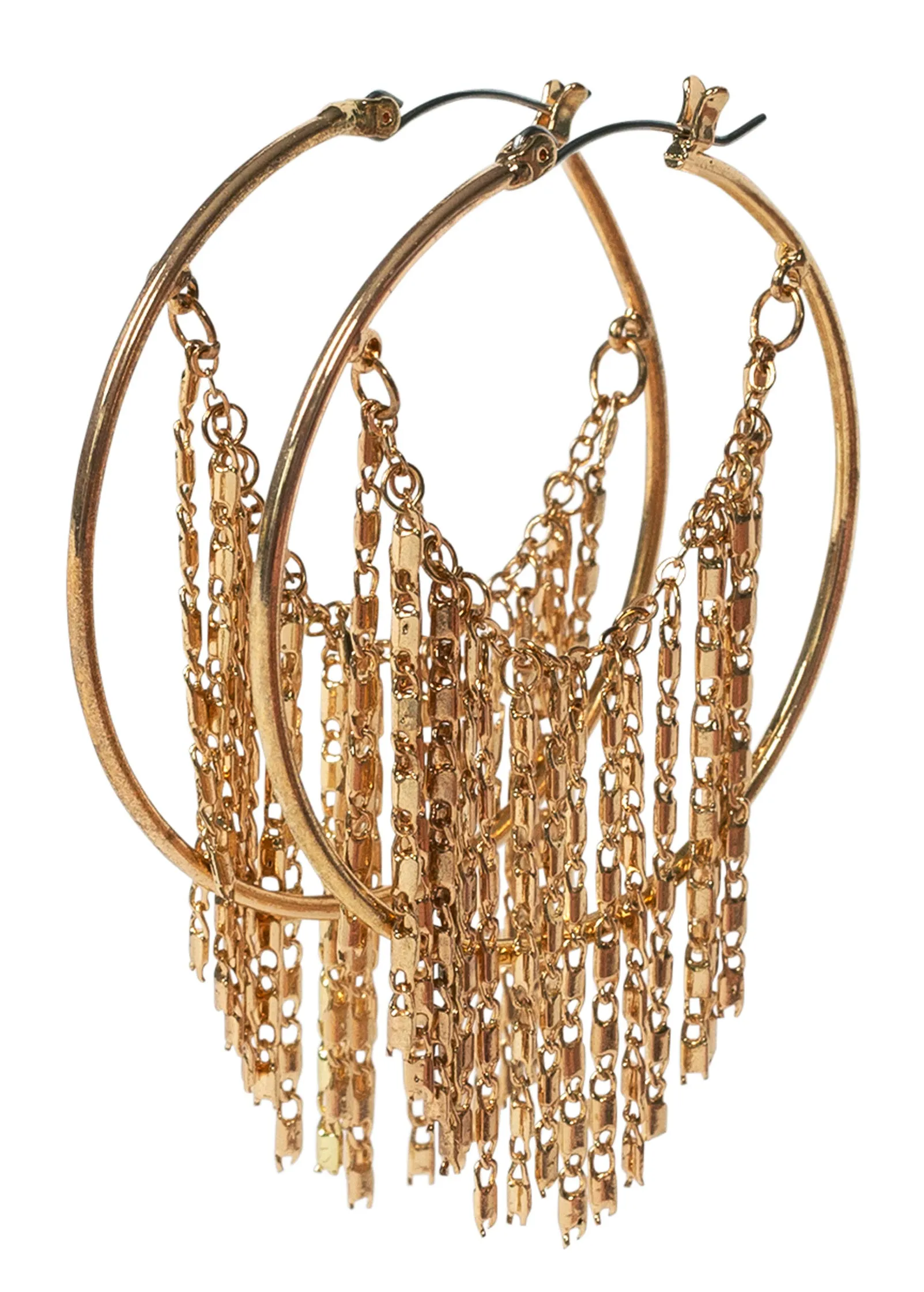 Fringe Hoop Earrings  - Gold