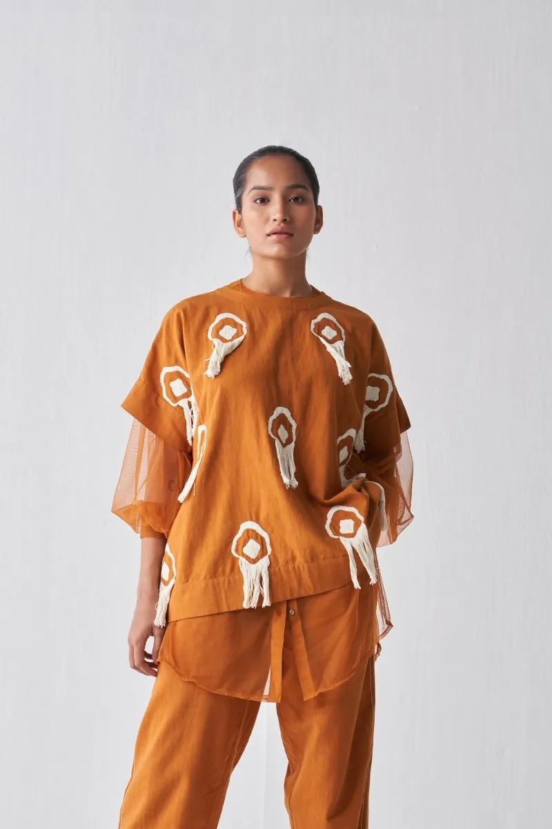 Fringe Layered Top - Rust