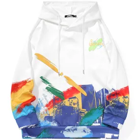 Funny Drawstring Graffiti Print Kangaroo Pocket Hoodies