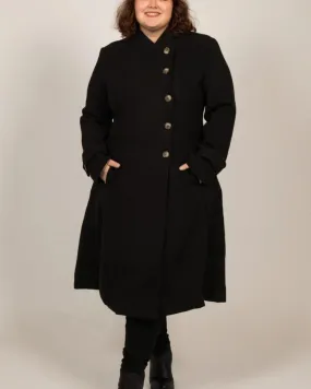 Harper Retro Flared Coat Side Buttons | Black