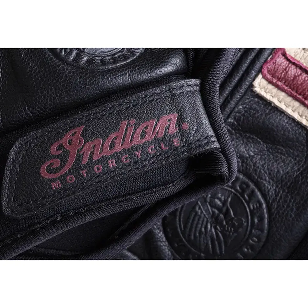 Indian Motorcycle Womens Leather Retro 2 Riding Standard Gloves Black