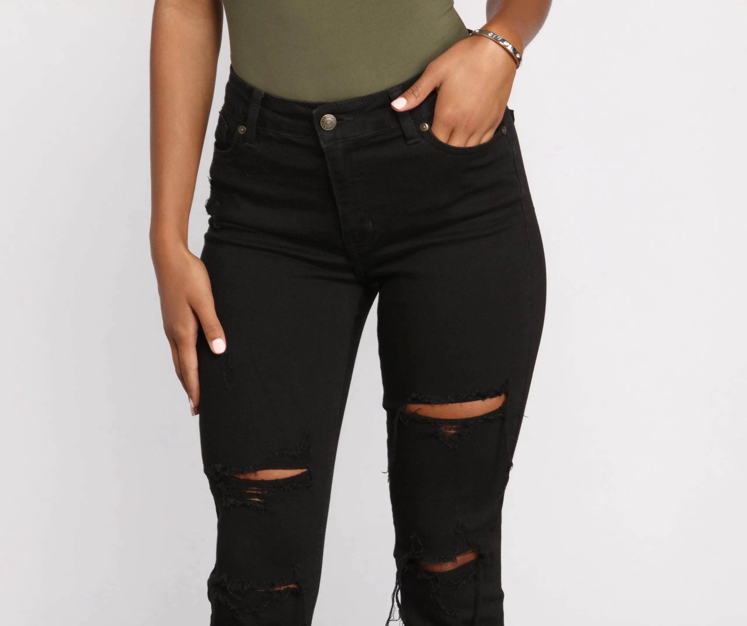 KittenAlarm - Clara High Rise Destructed Skinny Jeans