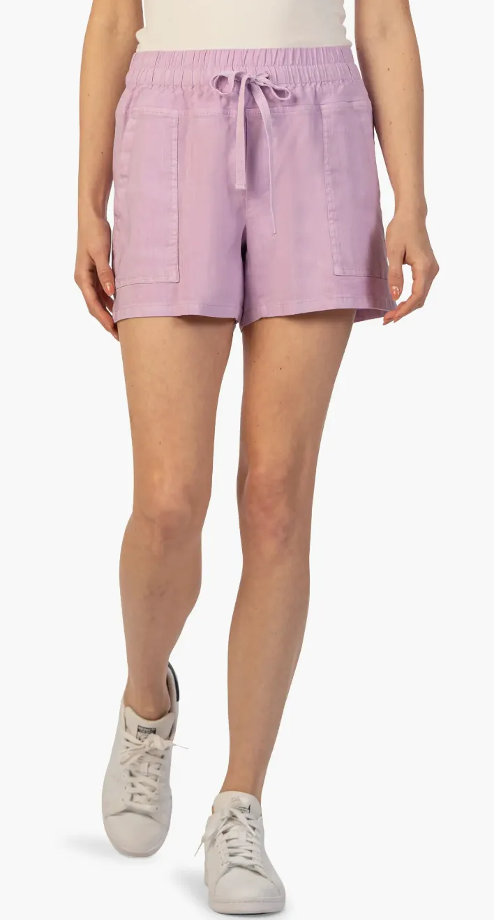 Kut Smocked  Elastic Waist Shorts Lavender