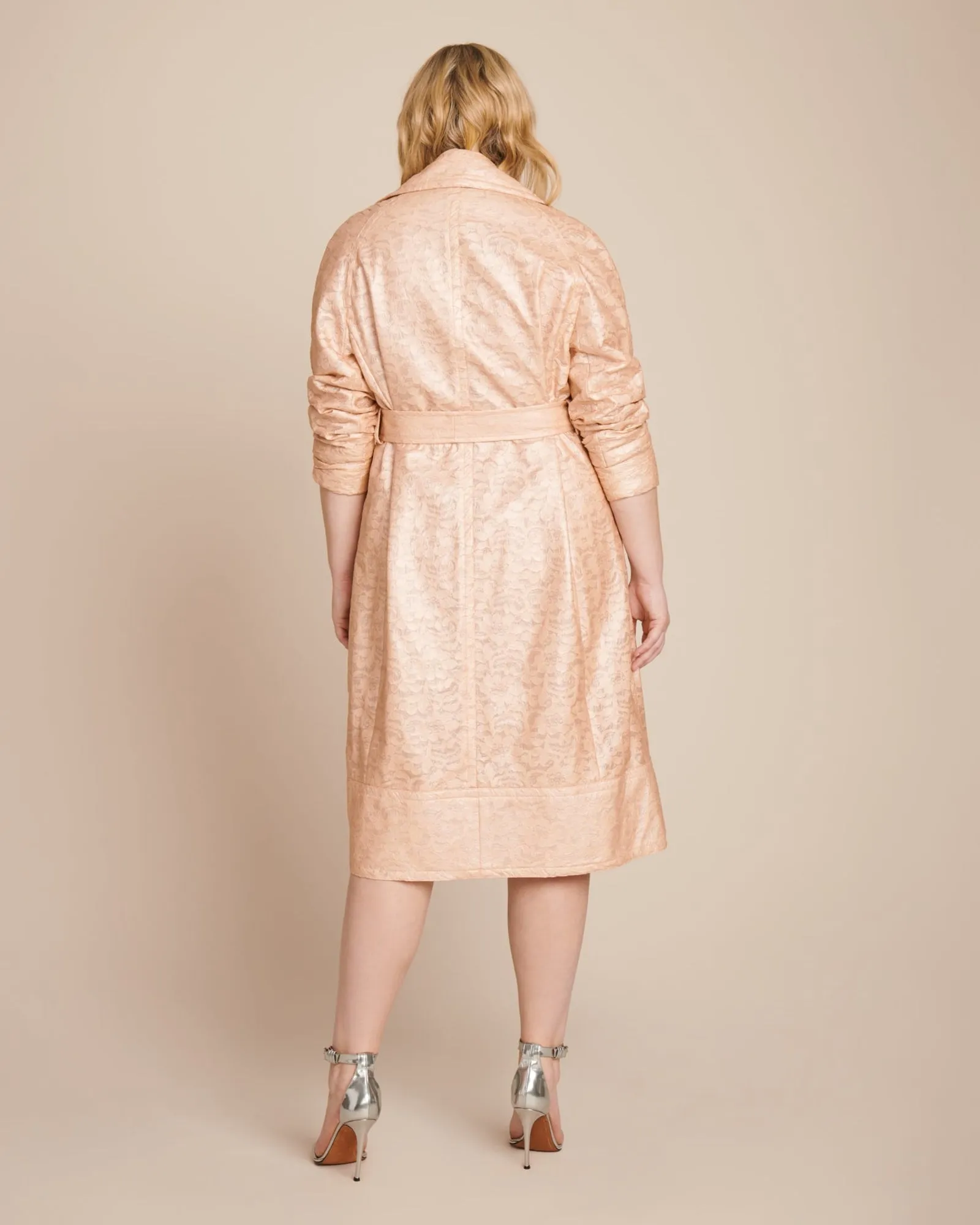 Laminated Lace Trenchcoat | Blush Multi