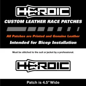 Leather Printed Patches - HEROIC Logo - White