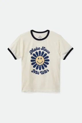 Love Not War Women's S/S Ringer Tee - Dove