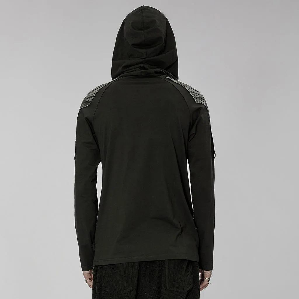 Men's Gothic Cutout Splice Drawstring Hoodies