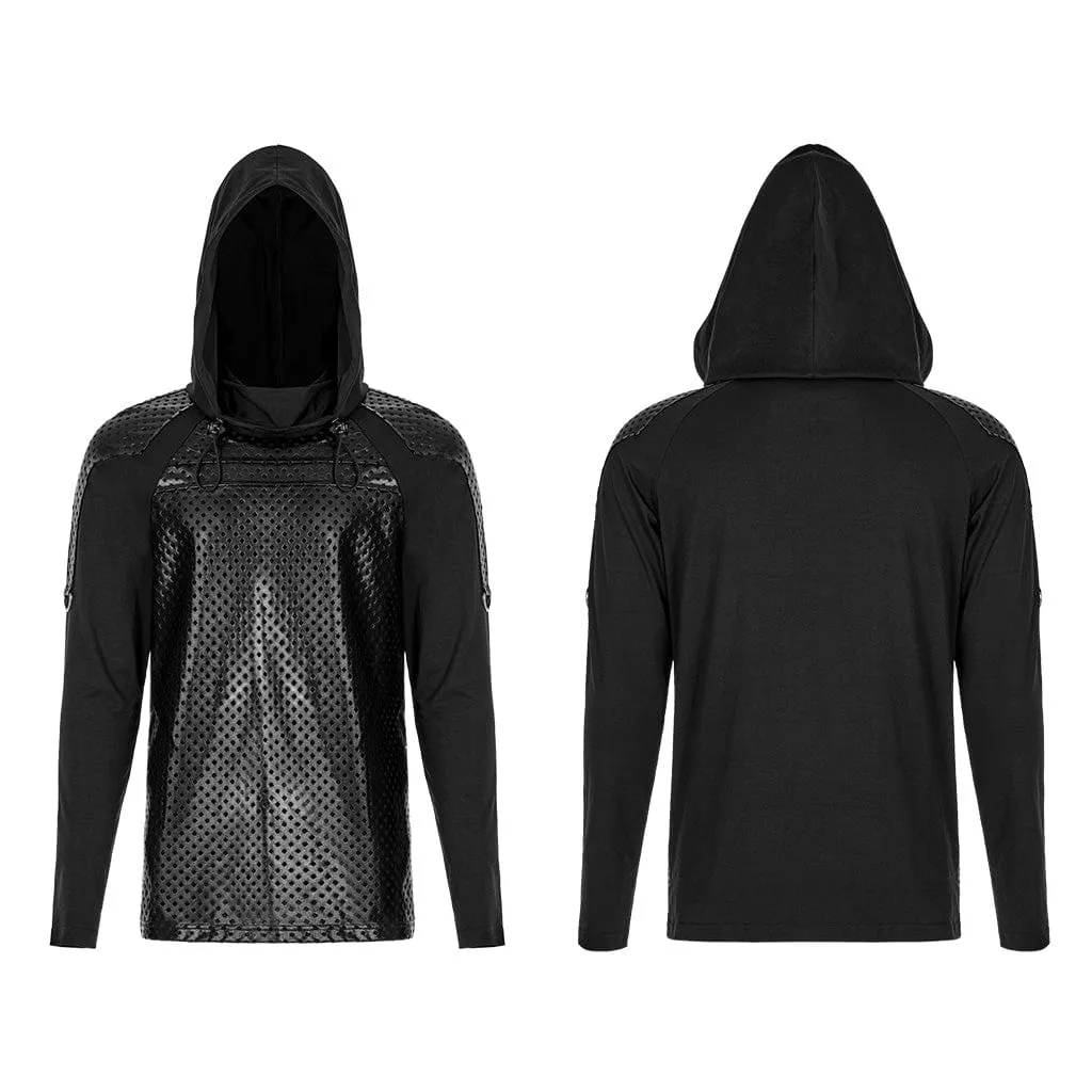 Men's Gothic Cutout Splice Drawstring Hoodies