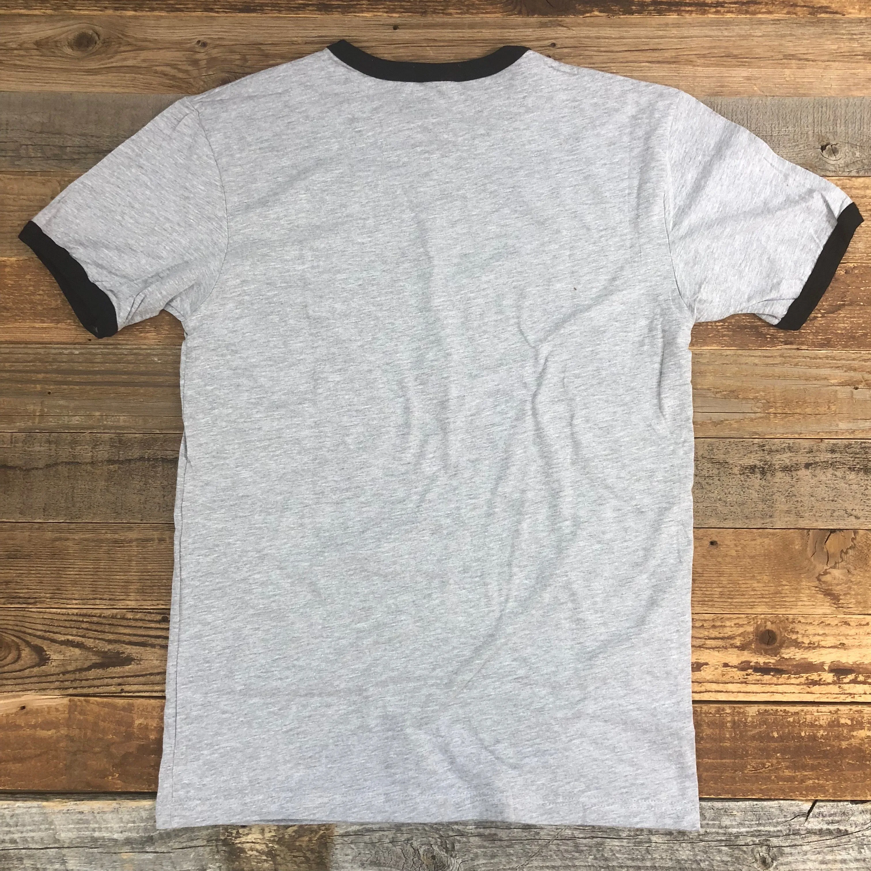 Men's Surf Wyoming® Black Bison Logo Ringer Tee - Heather Grey