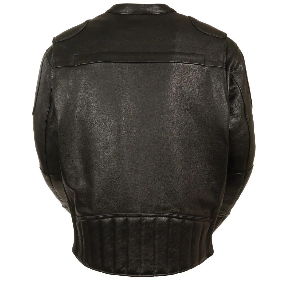 Milwaukee Leather Men's Side Stretch Vented Black Leather Scooter Jacket with Gun Pocket