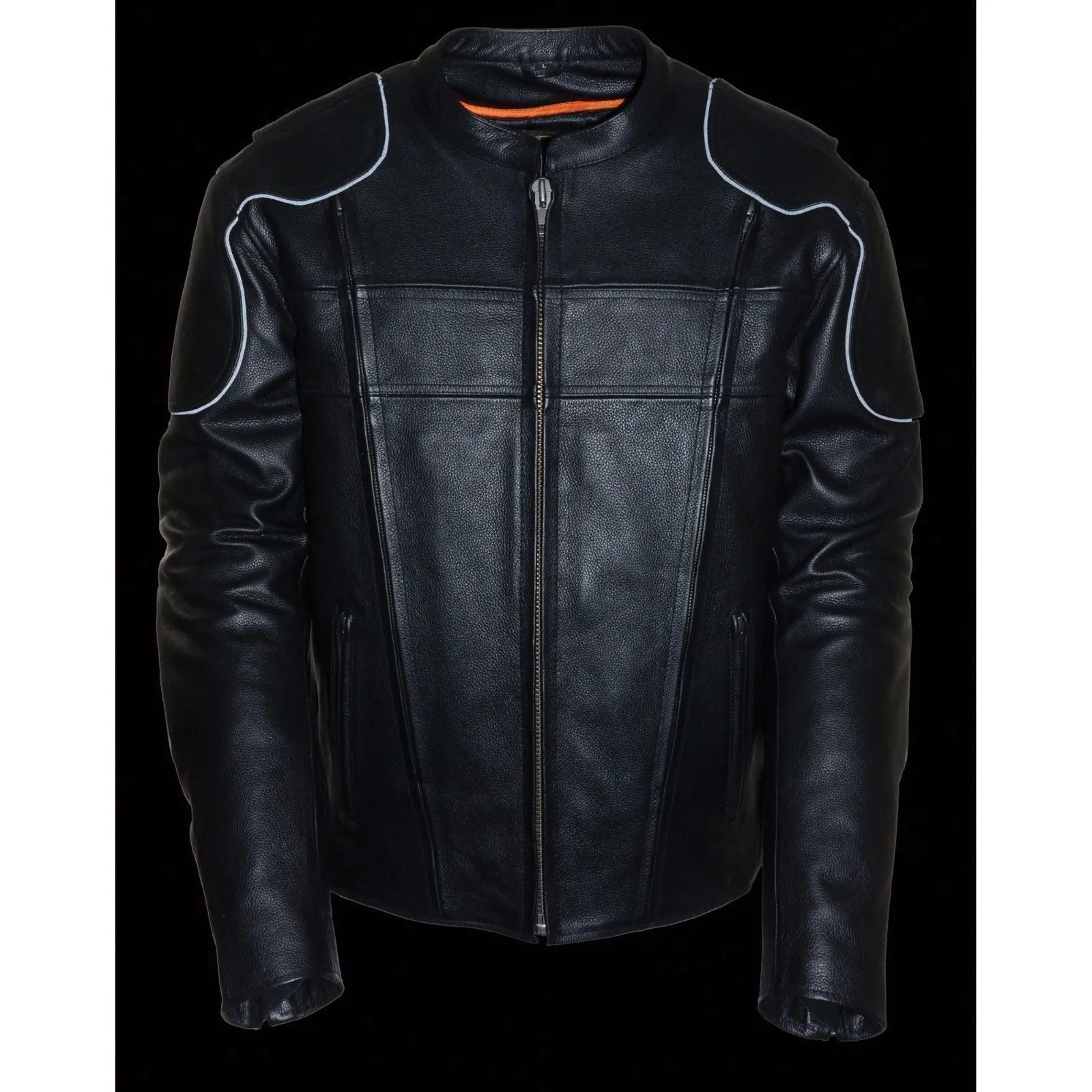 Milwaukee Leather Men's Side Stretch Vented Black Leather Scooter Jacket with Gun Pocket