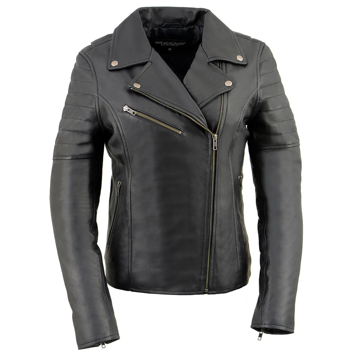 Milwaukee Leather SFL2870 Women's ‘Duchess’ Black Motorcycle Style Fashion Casual Leather Jacket