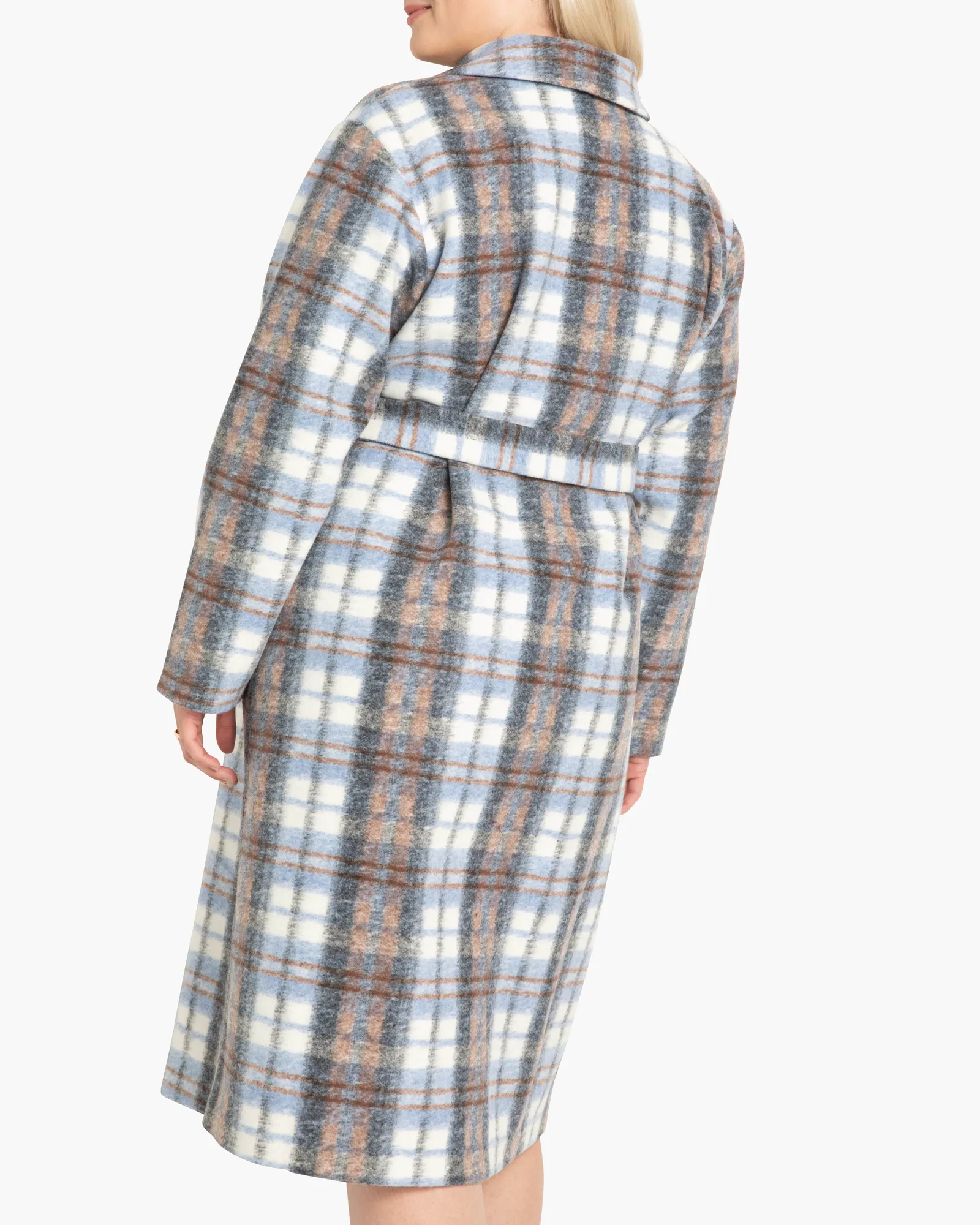 Morgan Plaid Robe Coat | Light Blue / Brown