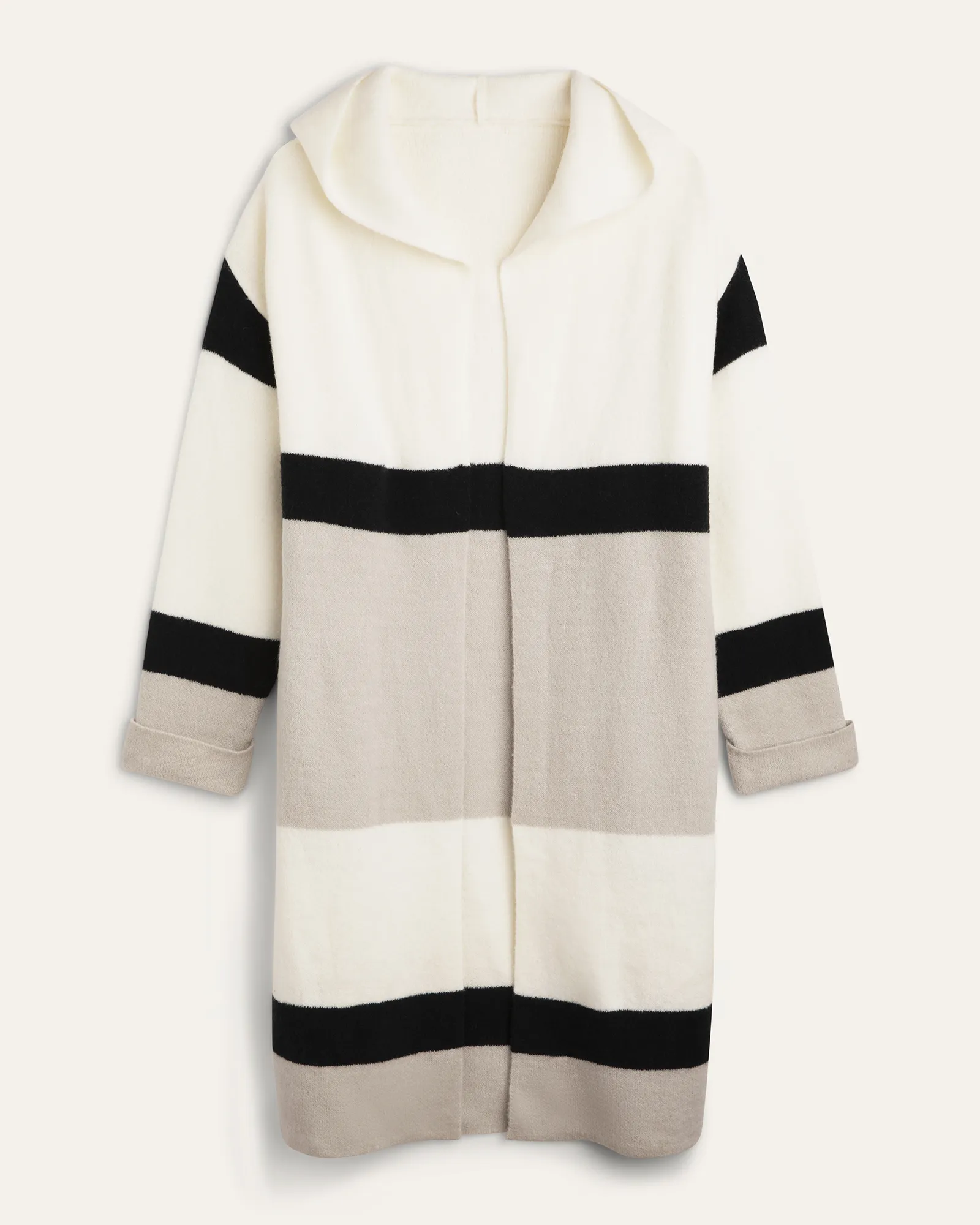 Naomi Colorblocked Long Cardigan | White / Black