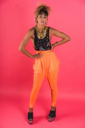 Neon Orange Sheer Harem Pants