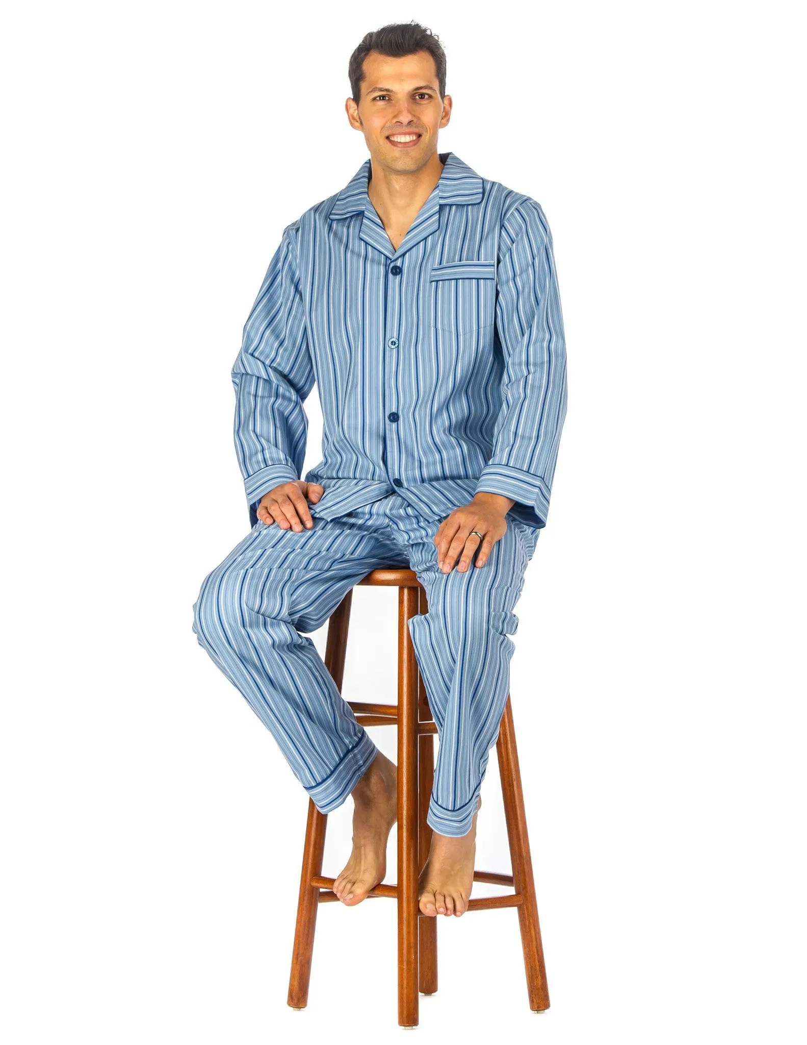 Noble Mount Mens Premium 100% Cotton Woven Pajama Sleepwear Set