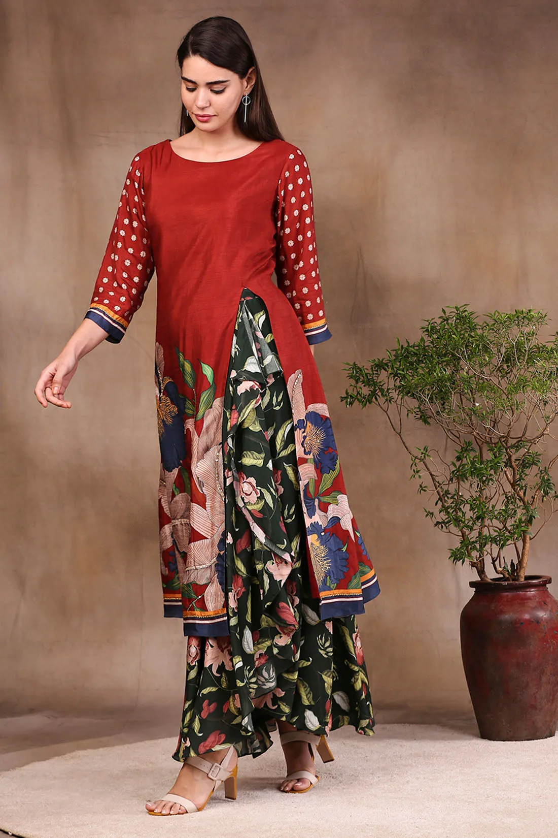 Orchid Bloom Printed Kurta With Draped Pants