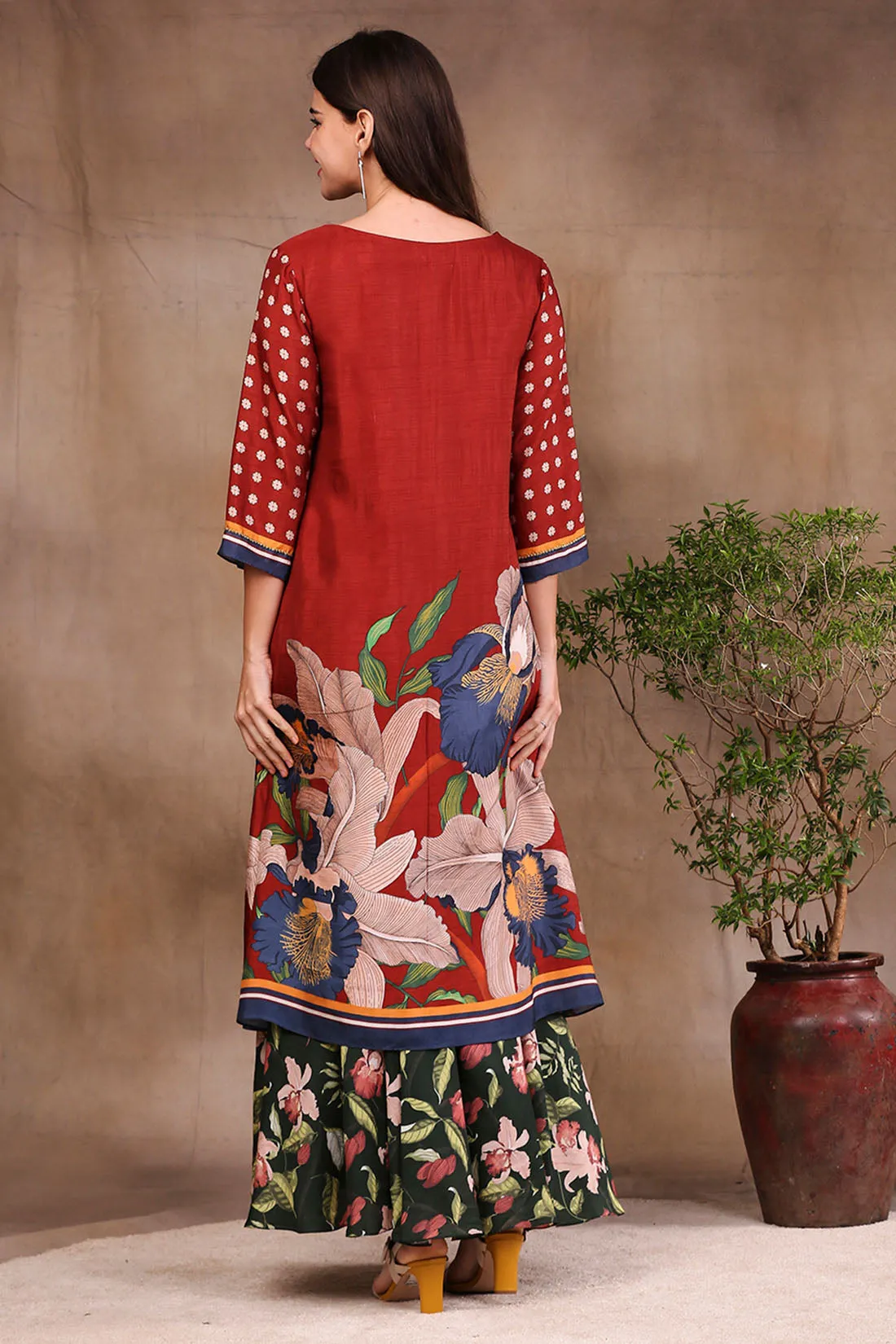 Orchid Bloom Printed Kurta With Draped Pants