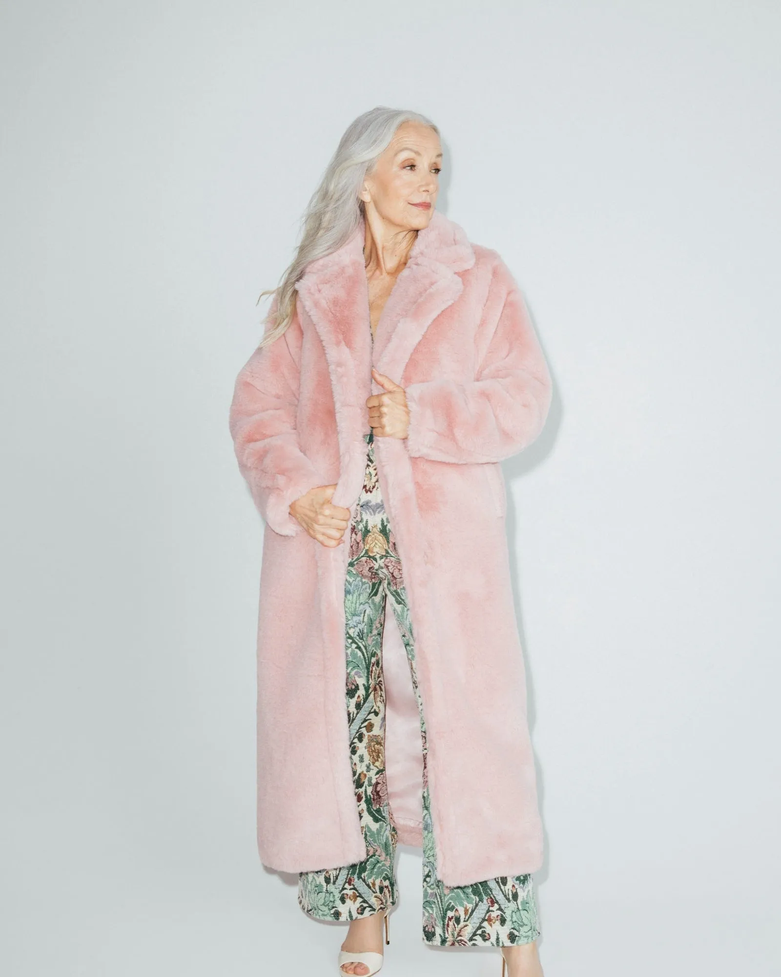 Pink Long Faux Fur Teddy Coat | Pink