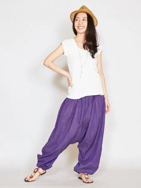 Plain Drawstring Unisex Harem Pants