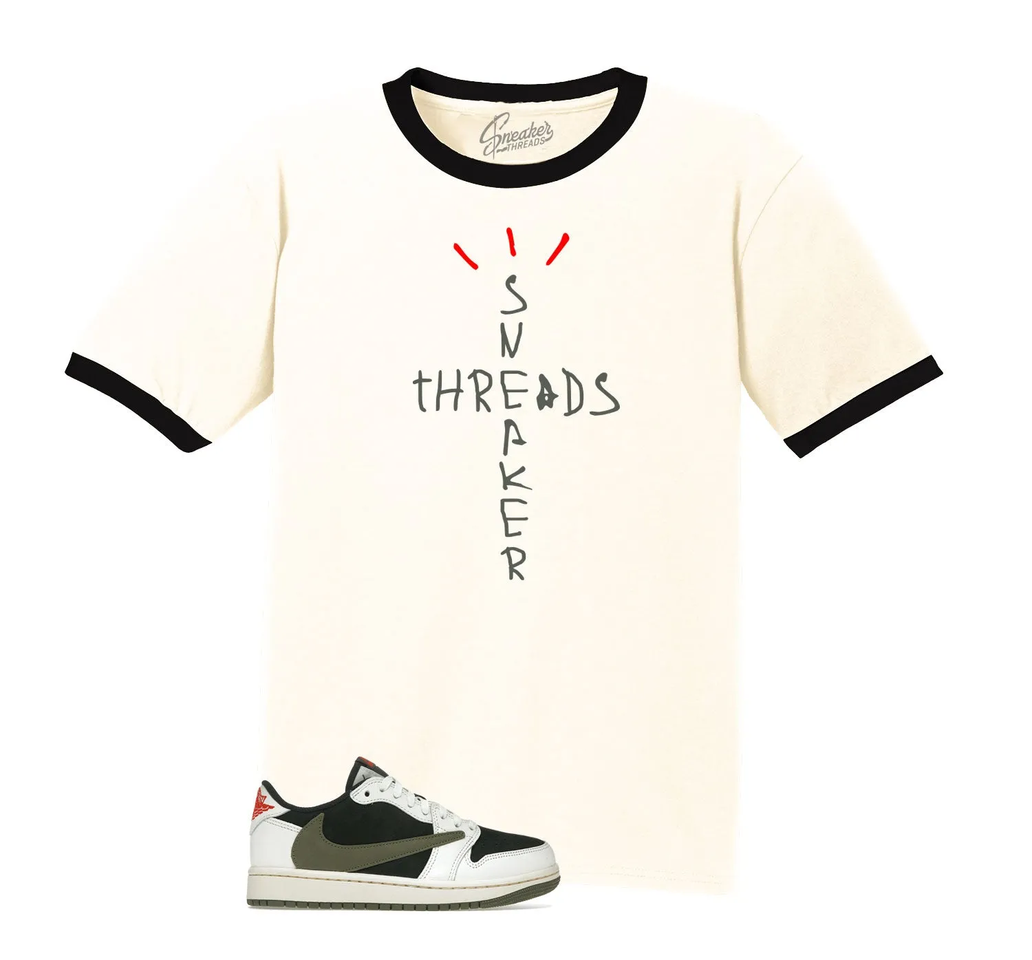 Retro 1 Olive Scribble Ringer Shirt