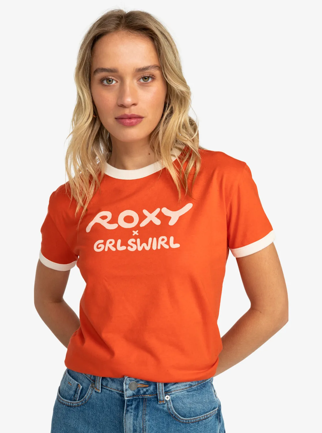 Roxy x Grl Swirl Ringer T-Shirt - Tigerlily